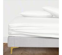 LINENWALAS Drap-housse 100 % lyocell Tencel - Taille double - 140 x 190 cm - Jusqu'à 40 cm de profondeur - Doux et rafraîchissant - Qualité hôtelière - Hypoallergénique (blanc)