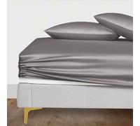 LINENWALAS Drap-housse 100 % soie d'eucalyptus avec taies d'oreiller, Tencel Lyocell avec poches profondes, plus doux que le coton égyptien - Hypoallergénique (Super King, gris clair)