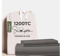 LINENWALAS Drap-housse en coton Supima® de luxe 1200 fils au pouce carré avec taies d'oreiller, drap-housse épais en coton de qualité supérieure 140 x 190 cm, poche profonde de 40 cm (double, gris