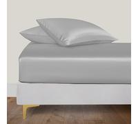 LINENWALAS Drap-housse Superking 180x200 cm, Parure de lit en bambou bio 100 % soie, Drap de fond avec poche jusqu'à 40 cm, Literie douce, rafraîchissante et hypoallergénique (Superking, gris clair)