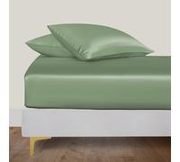 LINENWALAS Drap-housse uniquement, 100 % soie de bambou bio, drap-housse avec poches profondes jusqu'à 40 cm, doux et rafraîchissant (vert avocat, super king size)