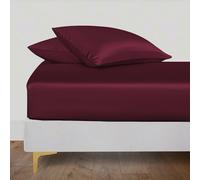 LINENWALAS Drap-housse uniquement pour lit Super King, 100 % soie de bambou bio, poche profonde jusqu'à 40 cm, douce et rafraîchissante (bordeaux, 180 x 200 cm)