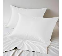 LINENWALAS Lot de 2 taies d'oreiller 100 % bambou bio en soie de bambou doux pour les cheveux et la peau, taies d'oreiller rafraîchissantes de taille standard (50,8 x 76,2 cm, blanc)