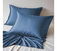 LINENWALAS Lot de 2 taies d'oreiller 100 % bambou bio - Taies d'oreiller douces en soie de bambou de qualité supérieure pour les cheveux et la peau, taies d'oreiller rafraîchissantes taille standard