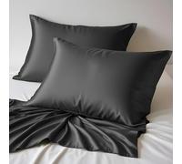 LINENWALAS Lot de 2 taies d'oreiller 100 % bambou bio - Taies d'oreiller douces en soie de bambou de qualité supérieure pour les cheveux et la peau, taies d'oreiller rafraîchissantes taille standard