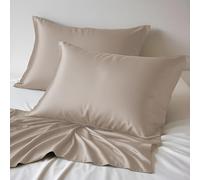 LINENWALAS Lot de 2 taies d'oreiller en soie de bambou 100 % bio pour les cheveux et la peau, taille standard, taies d'oreiller rafraîchissantes (50,8 x 76,2 cm, taupe)