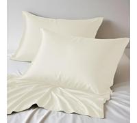 LINENWALAS Lot de 2 taies d'oreiller en soie de bambou 100 % bio pour les cheveux et la peau, taille standard, taies d'oreiller rafraîchissantes (50,8 x 76,2 cm, ivoire)