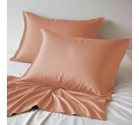 LINENWALAS Lot de 2 taies d'oreiller rafraîchissantes en bambou 100 % bio pour les cheveux et la peau, taille standard, 50,8 x 76,2 cm, duvet de pêche