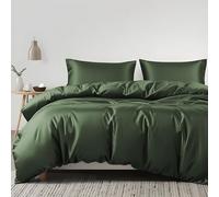 LINENWALAS Parure de lit 3 pièces en 100 % Tencel avec fermeture éclair et rubans d'angle, parure de lit douce et fraîche à l'eucalyptus parfaite pour les soins de la peau (vert avocat, Kaiser 3