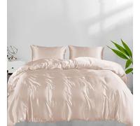 LINENWALAS Parure de lit 4 pièces 100 % bambou avec housse de couette, drap-housse à poches profondes et 2 taies d'oreiller (taupe, très grand lit)