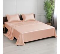 LINENWALAS Parure de lit super king size 100 % bambou, 300 fils au pouce carré, parure de lit en satin de soie rafraîchissante avec 1 drap-housse, 1 drap plat et 2 taies d'oreiller (super king size,