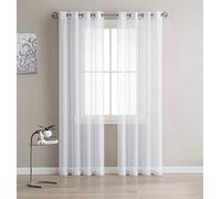 LinenZone Lot de 2 Rideaux Transparents Blancs en Faux Lin. Rideaux Transparents Blancs élégants de 213 cm pour Salon, Chambre à Coucher, Cuisine, Chambre d'enfant (Karina 137 x 213 cm, Blanc)