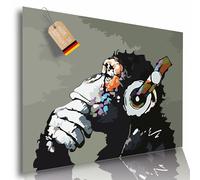 Lineo Affiche Singe avec Casque - Art Moderne 60 x 42 cm Street Art Graffiti Poster Mural Loft Salon (Singe avec des écouteurs)