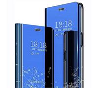 LINER Coque pour Samsung Galaxy S21 5G, Élégant Mirror Smart View Standing Flip Etanche Ultra Mince Antichoc Anti-Rayures Coque Etui Housse pour Samsung Galaxy S21 5G - Bleu