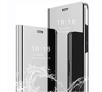 LINER Coque pour Xiaomi 11 Lite 5G NE/Xiaomi Mi 11 Lite, Élégant Mirror Smart View Standing Flip Etanche Ultra Mince Antichoc Anti-Rayures Coque Etui Housse pour Xiaomi 11 Lite 5G NE - Argent