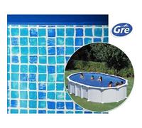 Liner imitation mosaïque pour piscine hors sol ovale de Gre Pool - 7,30 x 3,75 x 1,32 m