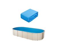 VEVOR Revêtement de Piscine Ovale, 730x375x147 cm, Doublure Chevauchement Vinyle Calibre Standard, Résiste à l'usure, Rétention d'eau, pour Piscines Hors Sol à Parois Hauteur 132 cm, Couleur Unie
