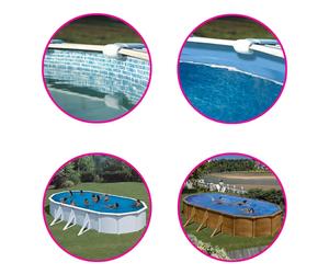 Liner pour piscine acier Gre ovale fixation avec profil d'accrochage - 7,30 x 3,75 x h1,32m - Bleu uni