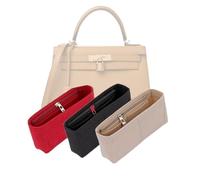 LinerLink Organiseur de sac pour sac à main Hermes Kelly 25 (25 x 19 x 9 cm) | Insert de sac personnalisé fait à la main | Doublure de sac en feutre de 2 mm | Façonneur de sac à main pour femme (noir,