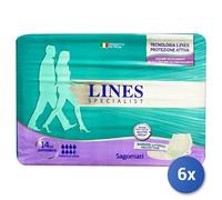 Lines 6x Protections Incontinence Façonnées Super/Maxi Blanche 12 Pièces