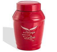 LINES ARTE Urnes funéraires Rouges de Taille Moyenne de 14 cm pour Cendres humaines Adultes Femelles mâles, Urnes funéraires pour Cendres d'adultes, Ailes d'ange décoratives
