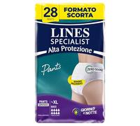 Lines Specialist Lot de 28 culottes absorbantes pour incontinence pour femme et homme, haute protection jusqu'à 12 h, taille XL, escorte mensuelle, lot de 28 unités