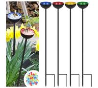 Lineshading 4 Pcs Bee Watering Station Butterfly Water Catcher Cups Small Insects Bee Feeders for Outside Feeding and Watering Metal Garden Stakes Garden Sculpture Decor