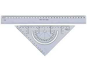 Linex 100414077 Ensemble de géométrie composé de mesurer règle Équerre avec angle Couteau Acrylique pour dessiner et 1 set, 30 cm, 18 cm, transparent