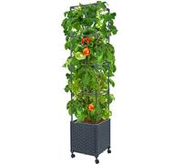 Linex Jardinière Mobile avec Treillis Auto-arrosage pour Vigne, Plantes grimpantes, Fleurs, tomates, Cage pour intérieur et extérieur, Balcon, terrasse, Cour, 31,5 x 31,5 x 144 cm.