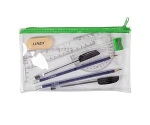 Linex Trousse d'examen Transparente avec Ensemble de mathématiques et Papeterie