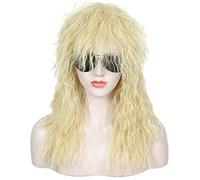 Linfairy 70s 80S Halloween Costumes à bascule Dude Perruque Punk en métal à bascule Disco Mullet Perruque bouclé (Blonde)