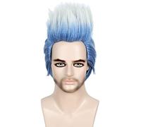 Linfairy Anime Perruque courte dégradée pour cosplay d'Halloween Bleu argenté Perruque de fête pour homme