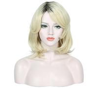 Linfairy Costume Halloween court perruque pour femmes (blonde ombre)
