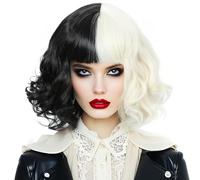 Linfairy Half Light Blonde et Black Wig Halloween Costume Cosplay Wigs for Women