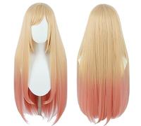 Linfairy Long Blonde Dye Rose Cosplay Perruque Halloween Costume Goshenite Perruques pour Kitagawa Marin