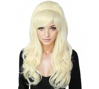 Linfairy Longue Perruque Blonde Ondulée Big Bouffant Beehive Wigs pour les Femmes s'adapte au Costume des années 50 années 80