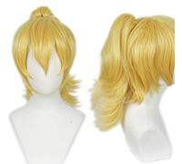 Linfairy Perruque Blonde Courte Avec Queue de Cheval Perruque de Costume Halloween Pour Femmes