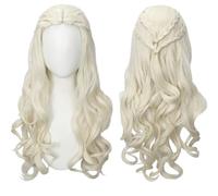 Linfairy Perruque blonde longue et bouclée avec tresses ondulées pour déguisement d'Halloween cosplay pour femme