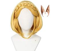 Linfairy Perruque courte blonde pour femme avec 2 oreilles d'elfe