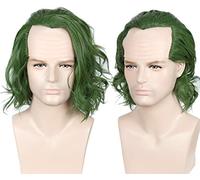 Linfairy Perruque courte de clown chauve pour Halloween Cosplay Vert