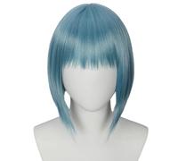 Linfairy Perruque courte et lisse pour cosplay déguisement d'Halloween pour femme (Cadet Bleu)