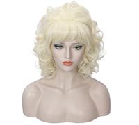 Linfairy Perruque courte style ruche des années 1960 parfaite pour Halloween cosplay perruques bouffantes (Blonde bouclée)