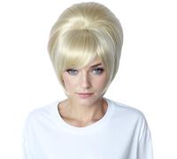 Linfairy Perruque courte style ruche des années 1960 parfaite pour Halloween cosplay perruques bouffantes (Blonde)