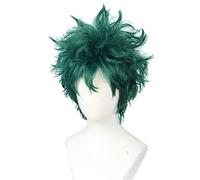 Linfairy Perruque courte verte bou pour déguisement Halloween perruque de cosplay