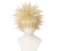 Linfairy Perruque de Cosplay Anime cheveux blonds courts perruque complète pour Costume d'halloween