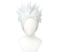 Linfairy Perruque de Cosplay Courte en Couches Costume Halloween Perruque Blanche Argentée pas de Style