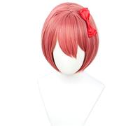 Linfairy Perruque de Cosplay d'Halloween Bob Rouge Pour Femme Avec Nœud Papillon