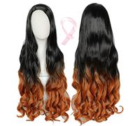 Linfairy Perruque Femme Kamado Nezuko Demon Slayer Noir Longue 54-61 cm Résistant à la Chaleur pour Halloween, Concerts, Soirées à Thème, Mariages, Rendez-vous Galants et Occasions Spéciales
