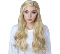 Linfairy Perruque longue et bouclée pour femme idéale pour Halloween déguisement cosplay ou film (Blonde)