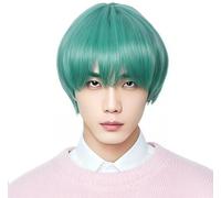 Linfairy Perruque longue et lisse pour déguisement d'Halloween fête cosplay anime unisexe (Vert mélangé)